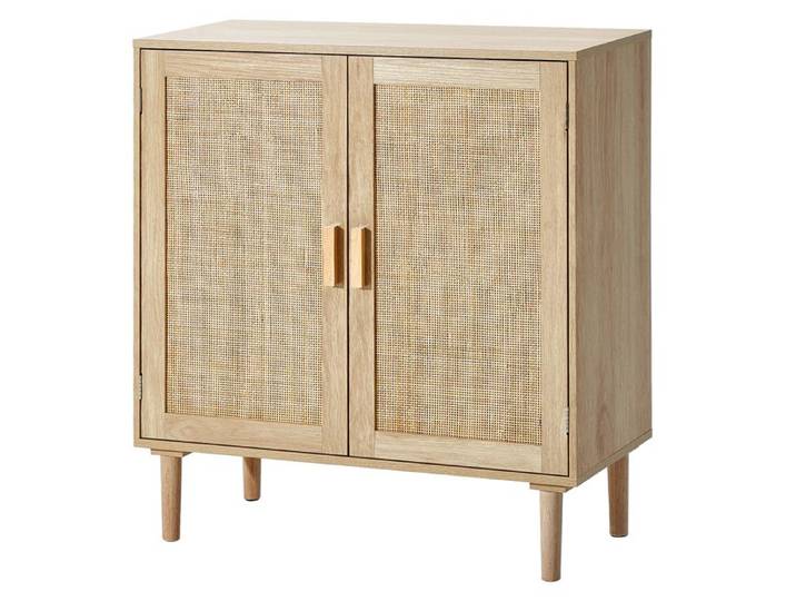 Armoire en Rotin 80 x 37 5 x 88 cm-VEVOR-Armoire de Rangement en Rotin avec 2 Portes Magnétiques et Étagères Réglables