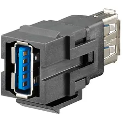 Rutenbeck 17010660 USB-Keystone USB 3.0 USB A (Buchse/Buchse) für Montageadapter KMK-MA Up und andere Keystone-Aufnahmen schwarz (ähnlich RAL 9005)