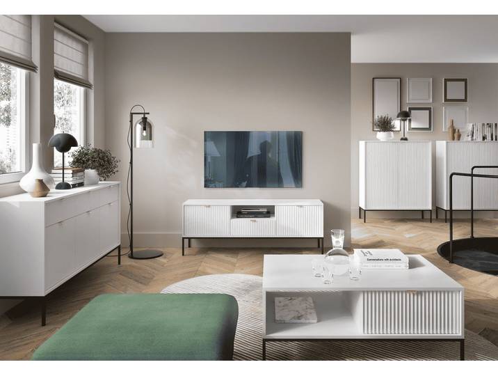 Wohnzimmer-Set Wohnzimmer Set 5-teilig – NOVA – Weiß