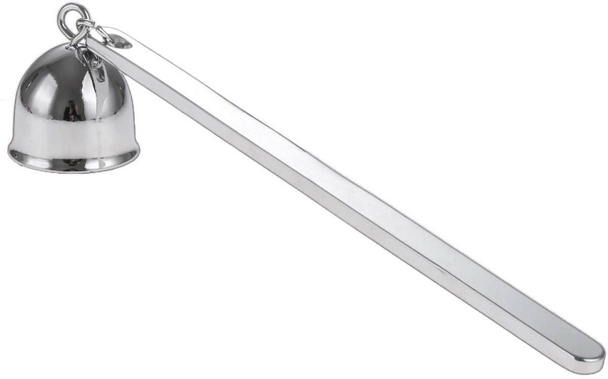 Kaarsendover met lange steel in zilverkleurig roestvrij staal