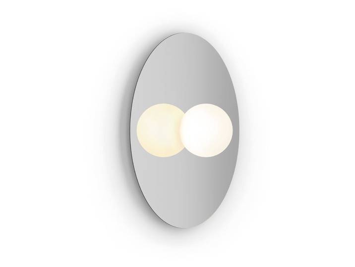 PABLO DESIGNS plafonnier BOLA DISC FLUSH 22 (Chrome - Acier et verre opalin)