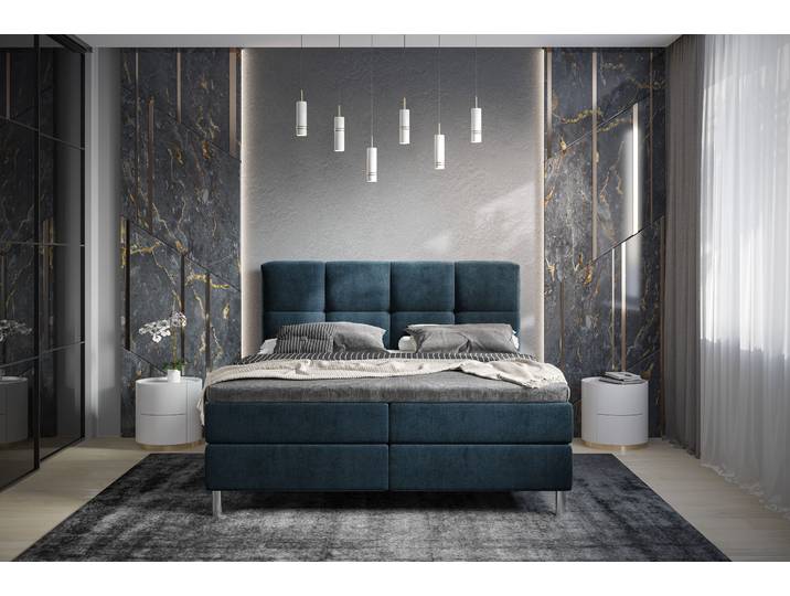 Boxbett Robanna 160 x 200cm Microfaser Valeria Blau/Dunkelblau Rund