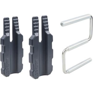 Wolfcraft Montagewerkzeug 3674000, Türblatt-Montage-Set, Türblatt-Hebebügel für 2 bis 5 cm Türstärke, 3-teilig