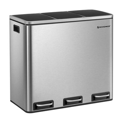 Helloshop26 - Dreifach-Recyclingbehälter 3 x 18-Liter-Eimer 3 Fächer Soft-Close-Mechanismus Fußpedale fingerabdruckresistenter 12_0007246
