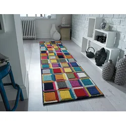 Läufer Blockmuster Bunt 66 x 300 cm - MEON   Kadima Design