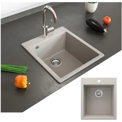 Bergström Granit Spüle Küchenspüle Einbauspüle Spülbecken 425x500mm Beige
