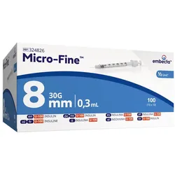 Micro-fine Insulinspritze U100 0,3x8 Mm 100 St