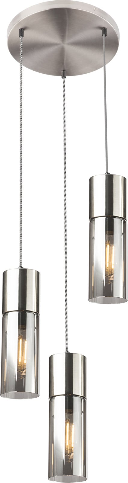 Globo Lighting Annika 3-lichts hanglamp design zilver met transparante glazen