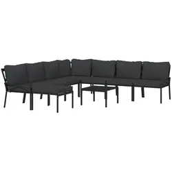 Helloshop26 - Gartensofa Outdoor Möbel Set 9-teilig mit Kissen stahlgrau 02_0017978