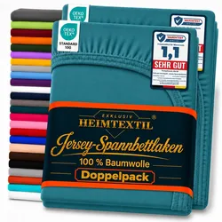 EXKLUSIV HEIMTEXTIL Jersey Spannbettlaken Premium  Marke Doppelpack  200 x 220 cm Petrol