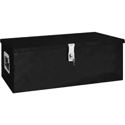 DELUKE® Aluminiumbox mit Deckel - Abschließbar Alubox Deichselbox Alu Anhängerbox Werkzeugkiste Metall Transportbox Metallkiste, 80x39x30cm Schwarz