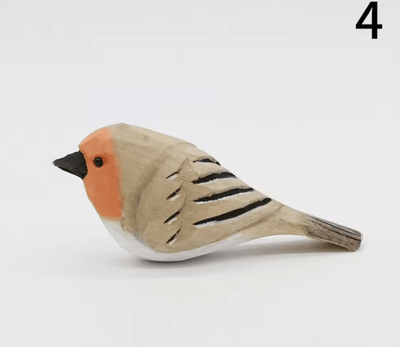 Inspire Curations Hand Carved Wooden Bird Figurine Mini Handmade Wood Bird Decor Cute Ornament 4