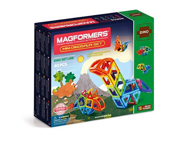 MAGFORMERS Mini Dinosaur Set (40 Stück) Rainbow Colors Magnetic Building Blocks, Educational Magnetic Tiles Kit, Magnetic Construction STEM Animal Toy Set, Grün
