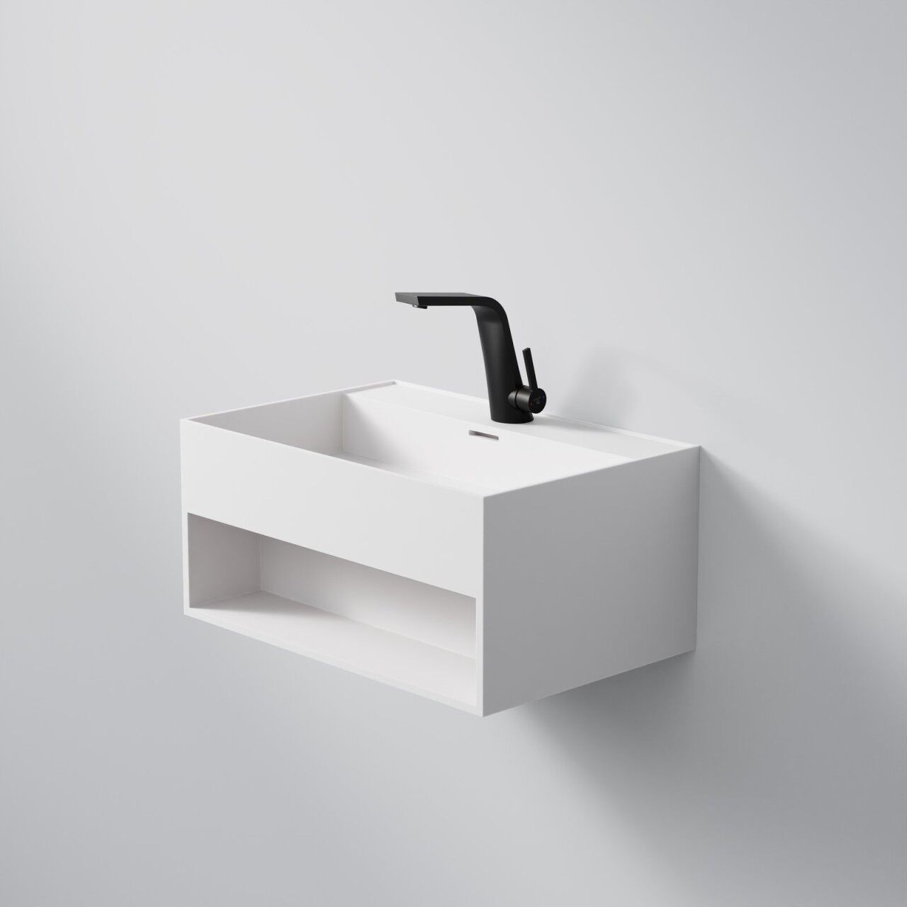 Steinberg Serie 443 Waschtisch Wandwaschtisch aus Mineo Stone, matt white, 443 7110 W 443 7110 W