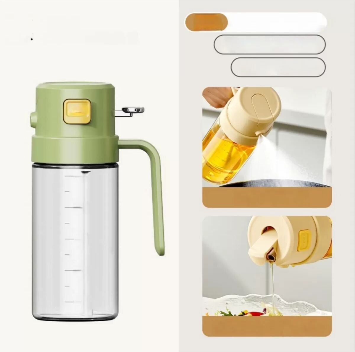 INF 500ML Küchen Glas Ölsprüher - Dual-Funktions Ölspender für gesundes Kochen Grün