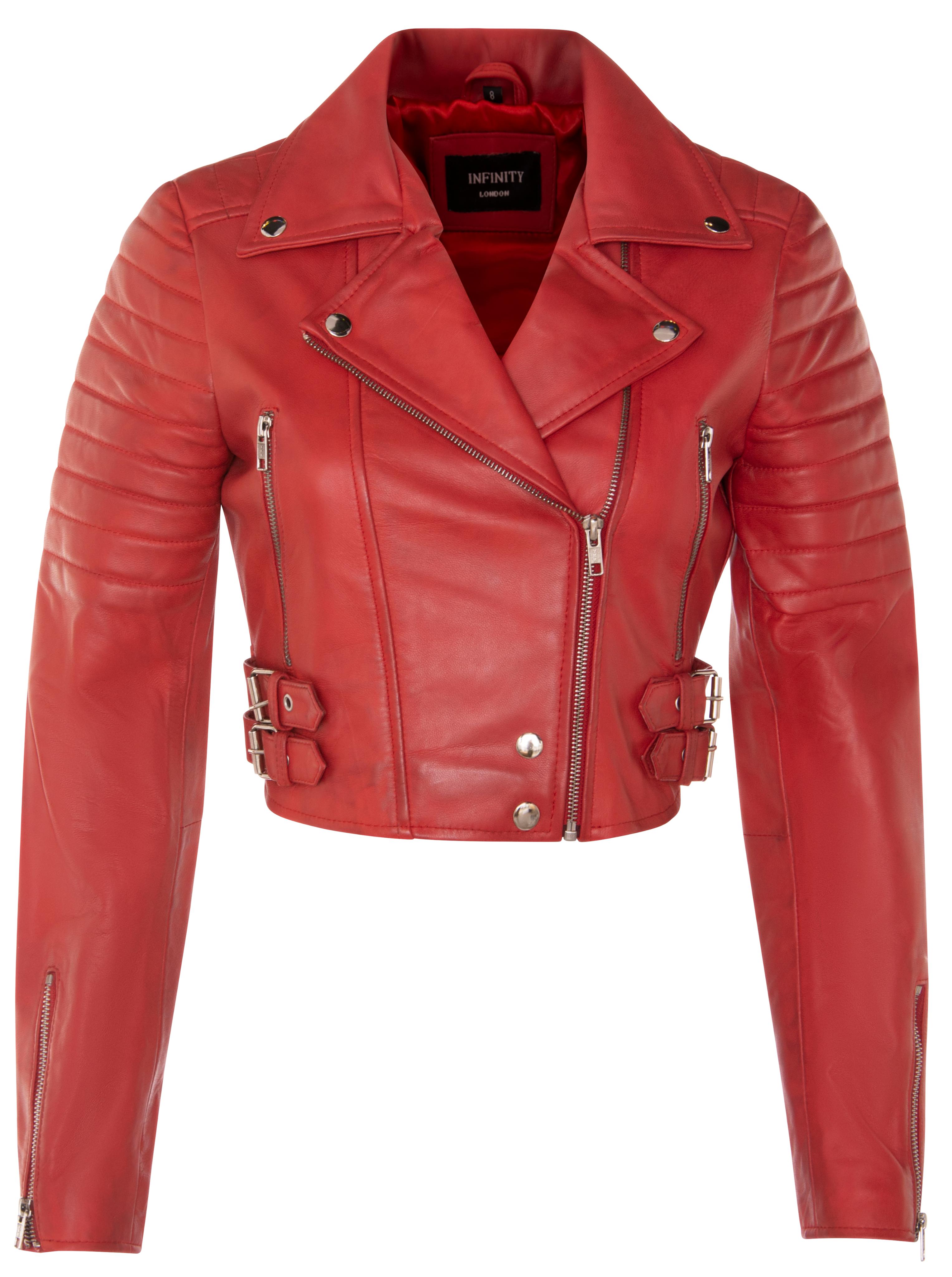 Kurz geschnittene Brando-Bikerjacke aus Leder für Damen – Damaskus