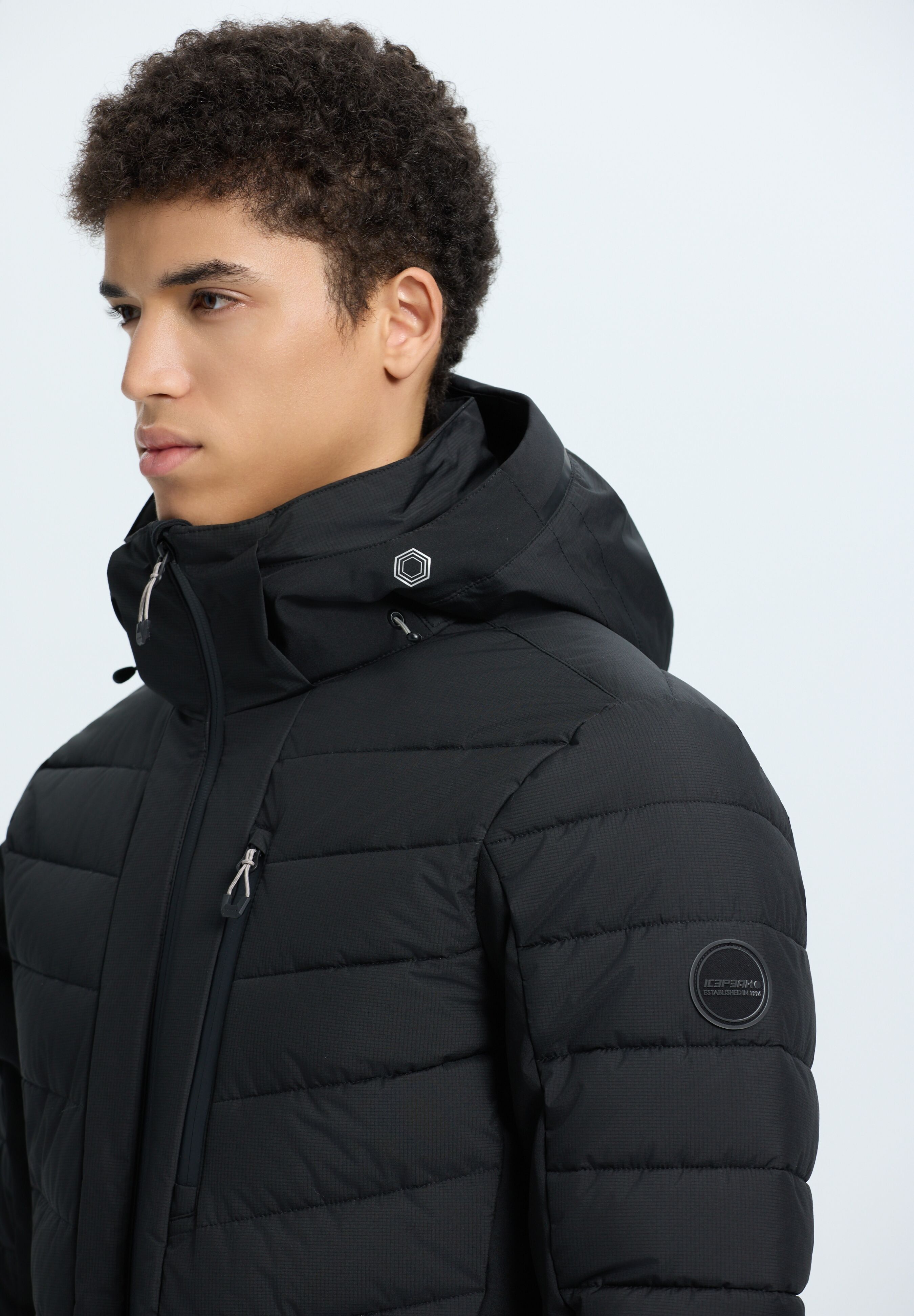 Skijacke ICEPEAK "ICEPEAK FOLSOM", Herren, Gr. 58, schwarz (basic schwarz), Obermaterial: 100% Polyester. Futter: 100% Polyester. Wattierung: 100% Polyester, Jacken Skijacke, mit wasserdichtem Obermaterial, winddicht, atmungsaktiv