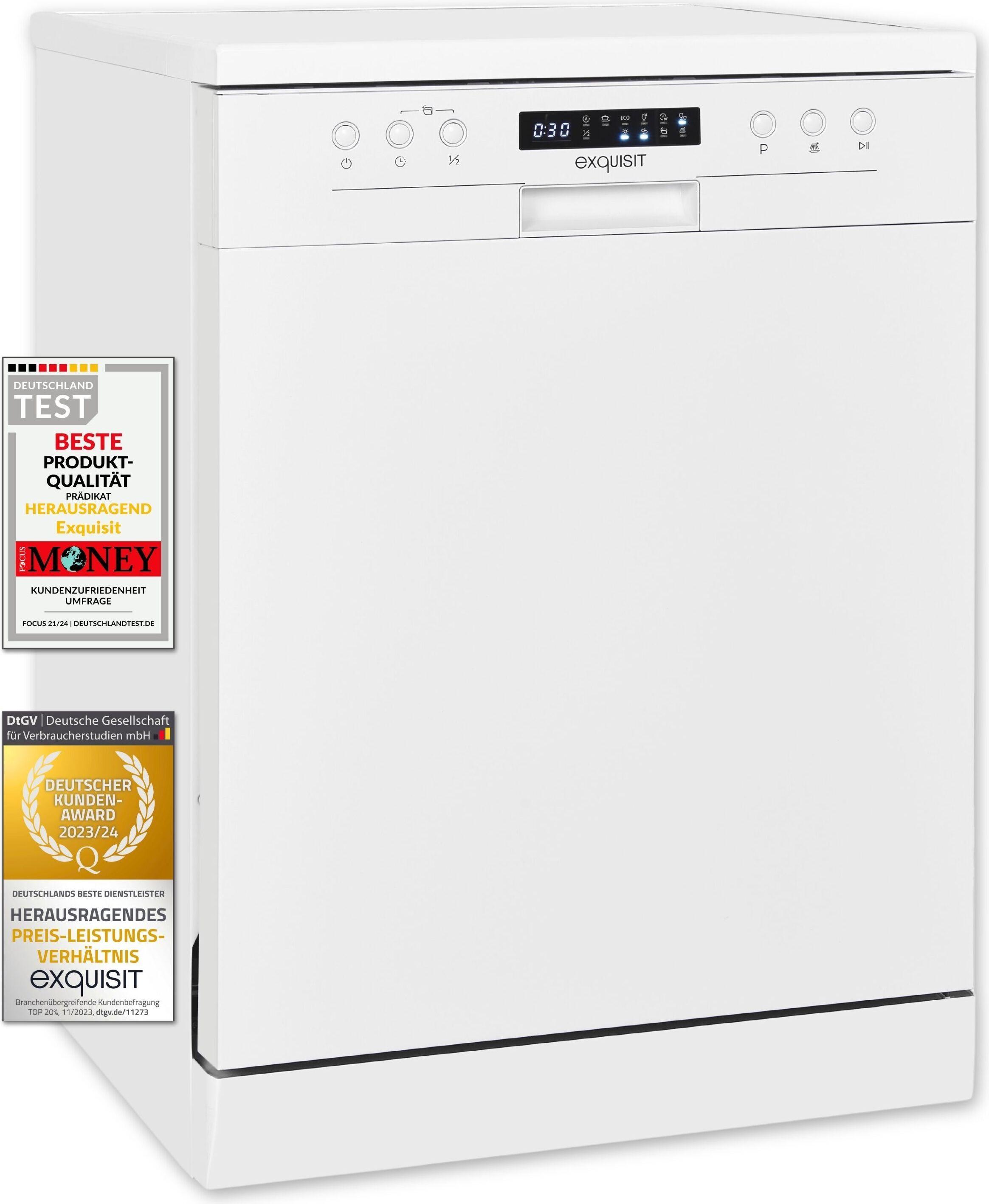 Exquisit Geschirrspüler GSP9414-030D weiss | Spülmaschine 60 cm | Maßgedecke: 14 | InnoWash | Aquastop | Auto Türöffner | Restlaufzeiten Anzeige | Unt