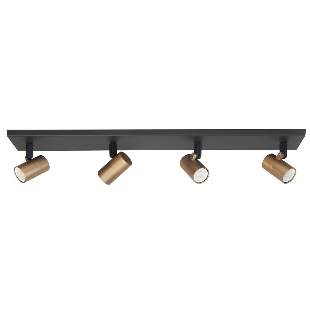 Highlight Piccolo Opbouwspot zwart met messing, 4-lichts