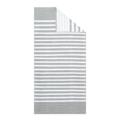 Saunatuch CARL ROSS "quergestreift", weiß (platin, weiß), B:70cm L:200cm, Frottee, Obermaterial: 100% Baumwolle, Handtücher, mit 2 Aufhängekordeln