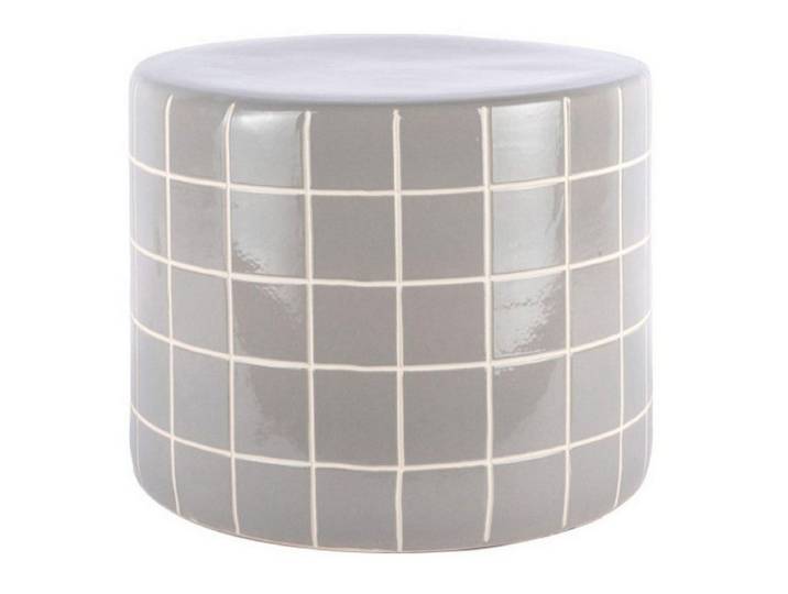Leitmotiv Beistelltisch Pouf Beistelltisch Retro Tiles Grau (34cm)