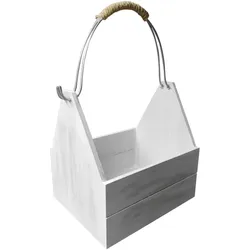 Deko Korb Holz mit Drahtaufhänger - Shabby Chic weiss - Vielseitig einsetzbar - Handgefertigt aus Holzfaserplatten mit ökologischer Farbe - 20x15x10cm