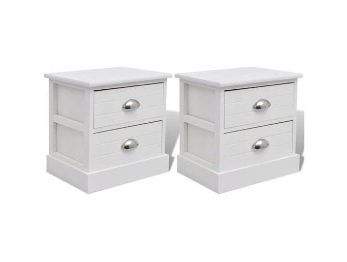 En solde  Table de nuit (2 pcs) - UU - Petit armoires de chevet - en style français Blanc L2