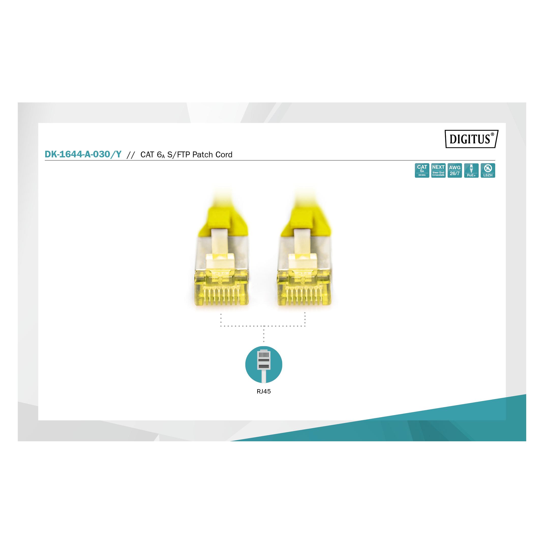 Digitus CAT6A S-FTP Patchk.,3m, Gelb (S/FTP, CAT6a, 3 m) (DK-1644-A-030/Y)
