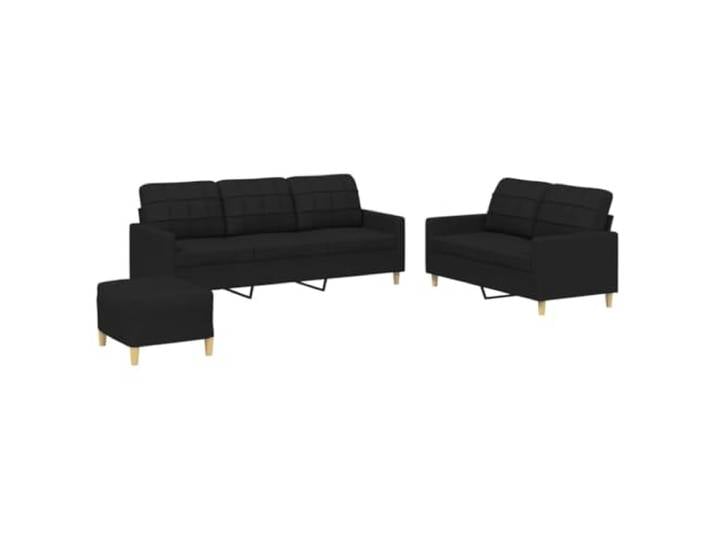 GHVBNMF 3-TLG. Sofagarnitur mit Kissen & Hocker Schwarz Stoff Modulare Couch Garnitur für Wohnzimmer und Büro mit dickem Polster und robustem Metallgestell für angenehmen Komfort.