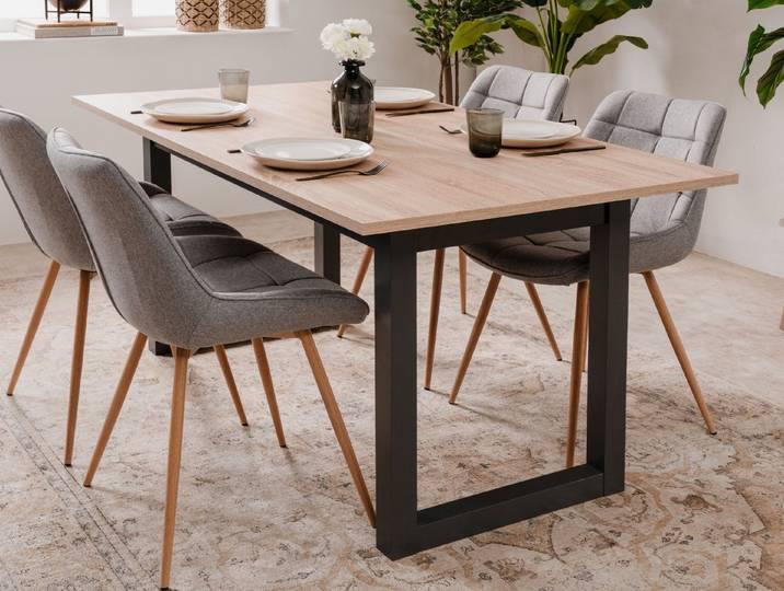 Furn.Design Esstisch Malta (Küchentisch in Eiche Sonoma und Anthrazit, ausziehbar 160 - 200 cm, bis 8 Personen), Industrial Design
