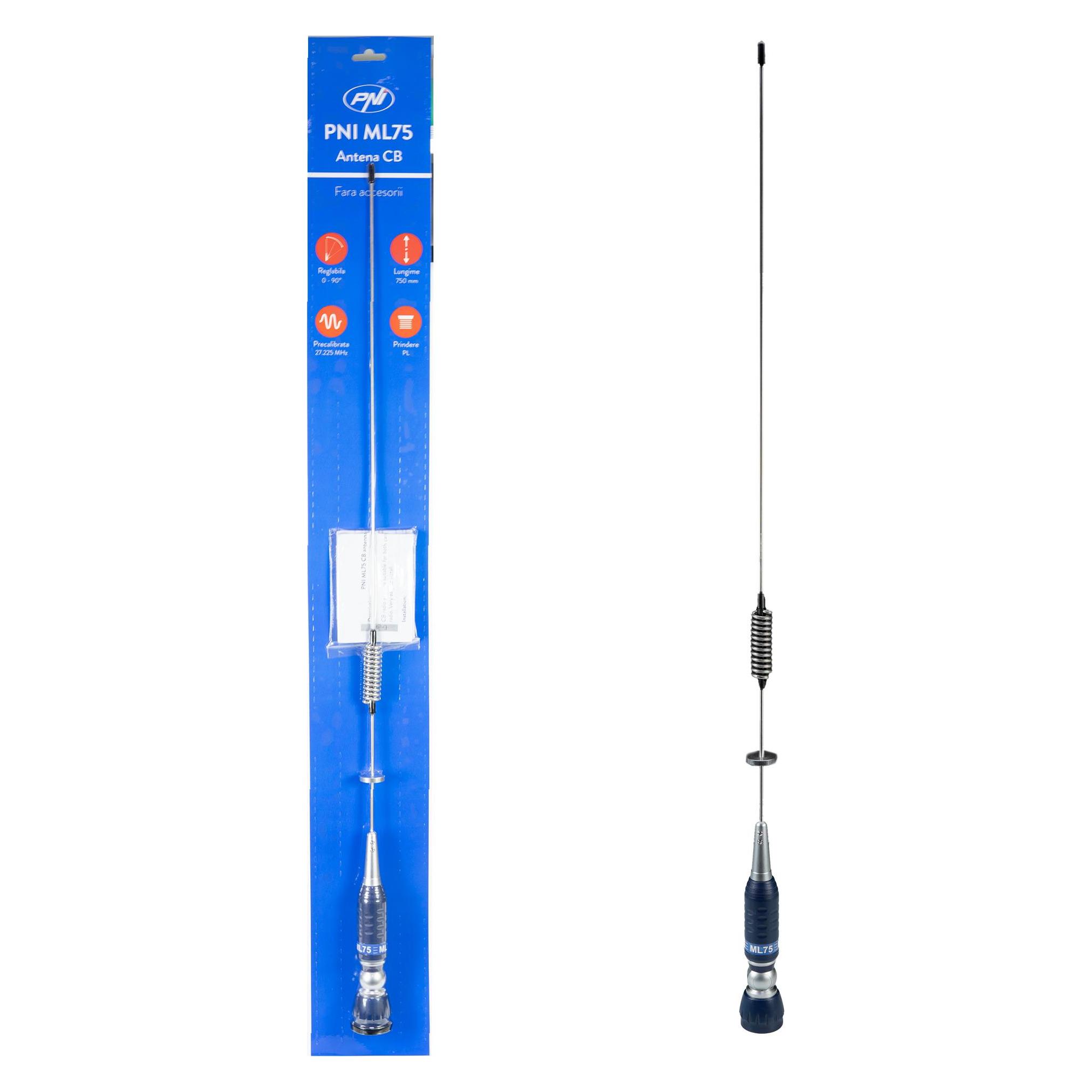 PNI CB-Antenne ML75, Länge 75cm, 26-28MHz, 300W, faltbar, ohne Zubehör (43698002)