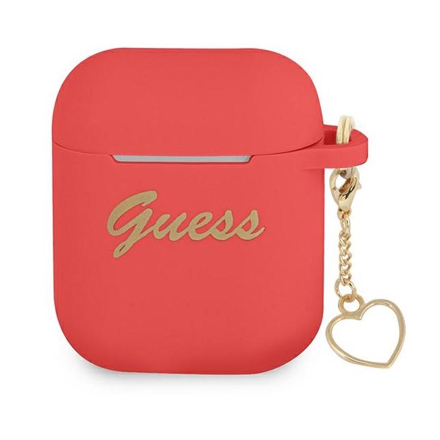 Guess GUA2LSCHSR AirPods Cover Red/Red Silicone Charm Heart Collection (Kopfhörer Hülle) (GUE002011-0)