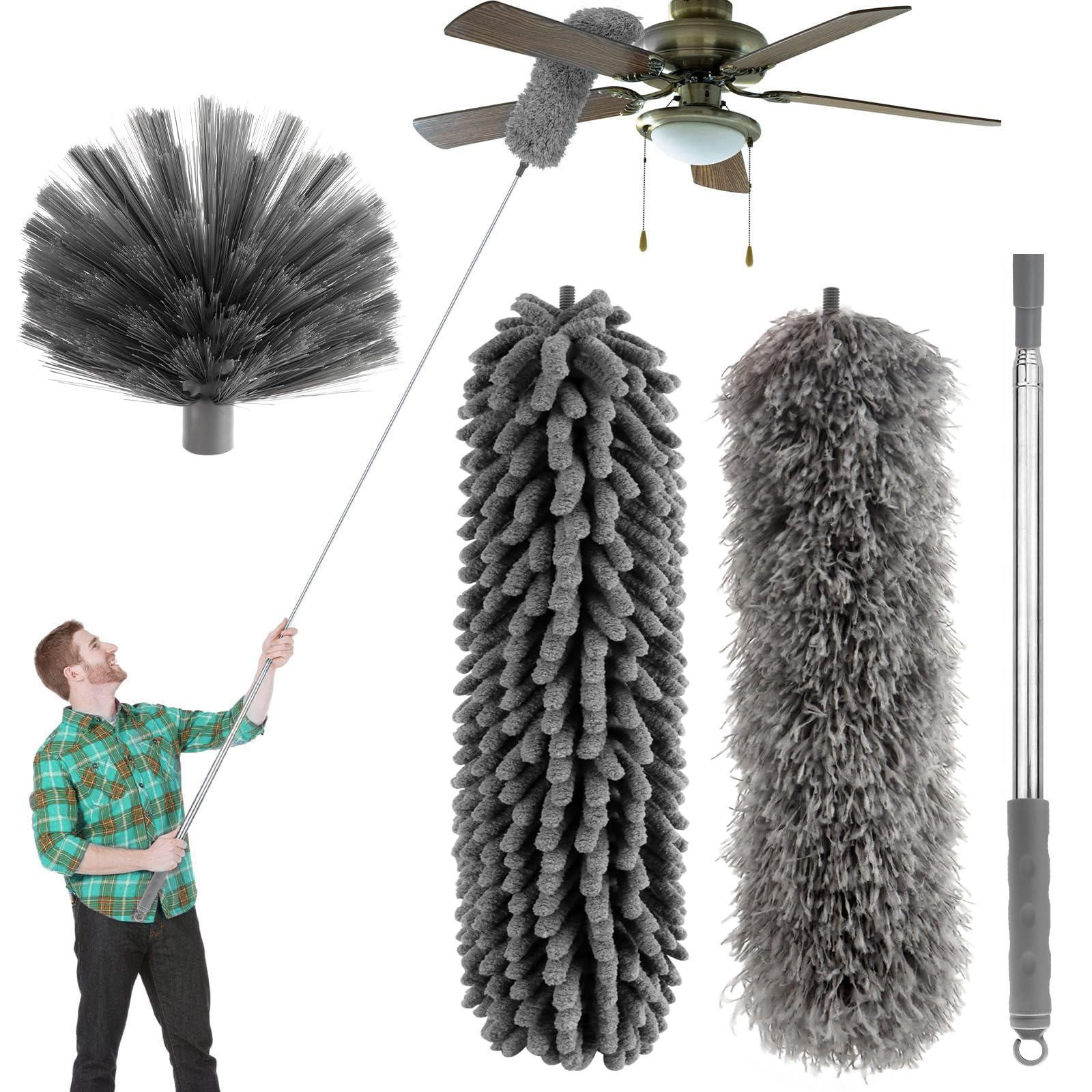 Dripio Telescopische stofwisser-set met 3 wasbare borstelkoppen, 2,5 meter