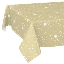 Weihnachtstischdecke Wachstuch Tischdecke Tischdecke Weihnachten abwaschbar Stern Motiv Beige - 90 x 130 cm, Schnittkante
