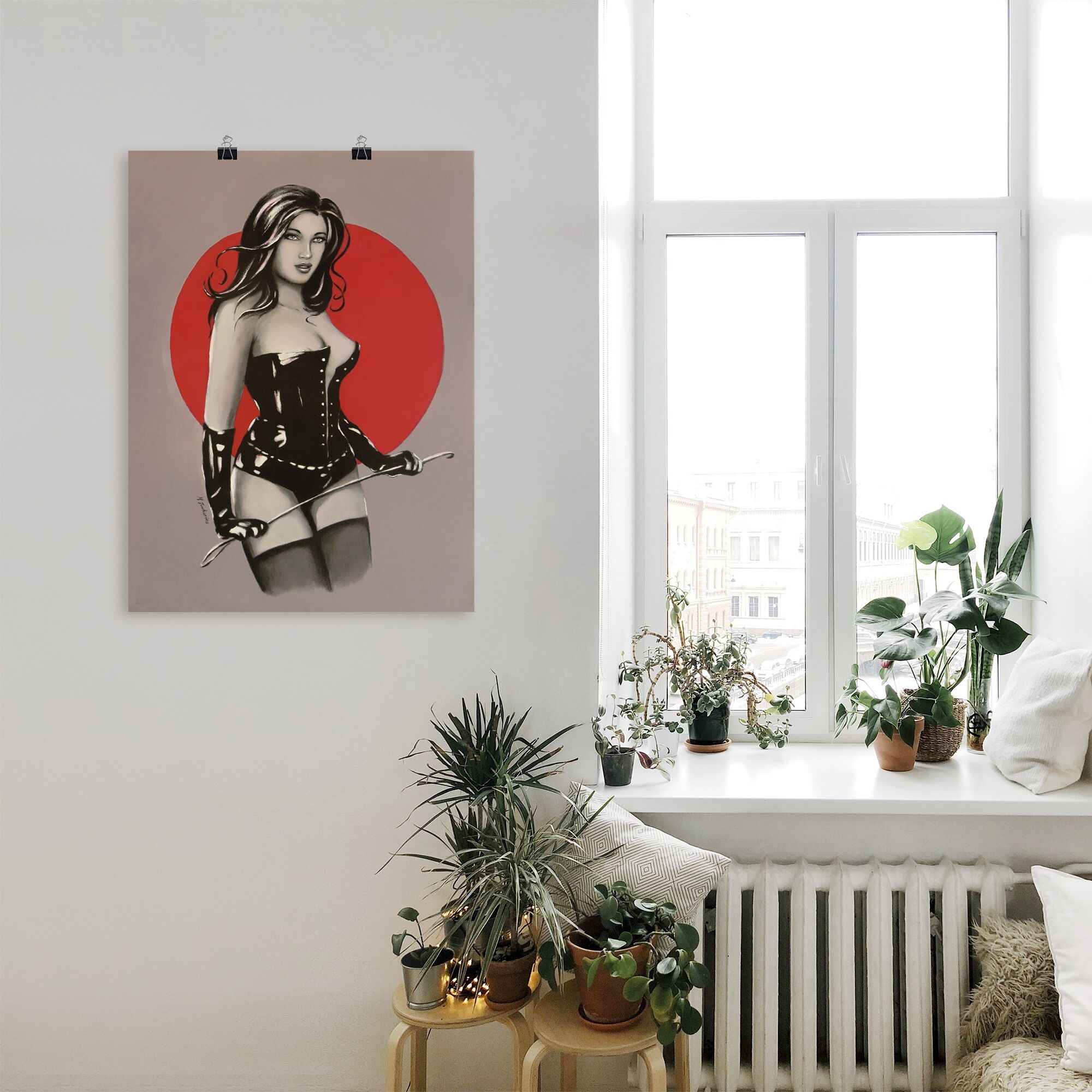 Poster ARTLAND "Mistress Herrin der Lust - Malerei", rot (farbe bild(er): rot), B:30cm H:40cm, Bilder, Poster, ohne Rahmen farbe bild(er): rot B/H/T: 30cm x 40cm, Poster Frau Hochformat, 1 Stk.
