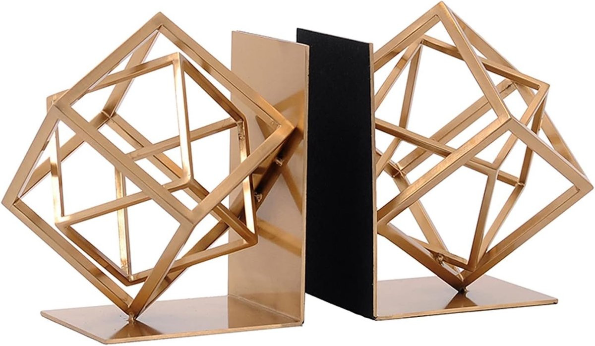 Decoratieve Boekensteunen Boek Einden - Zwart - Metalen Geometrisch Ontwerp