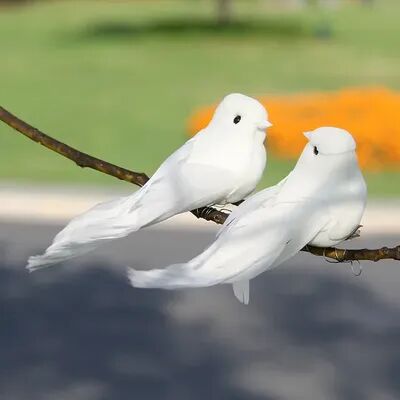 Multisell Products Hub Vintage White Peace Dove Figurines, Simulation Bird For Home Table, Garden Decor Gift 4pcs