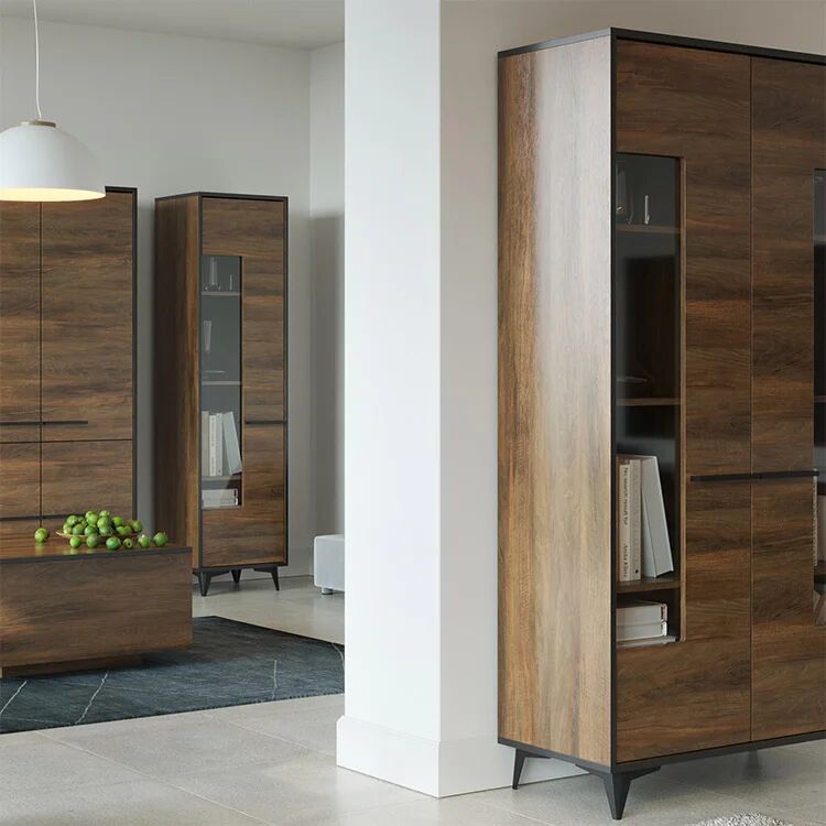 garneroarredamenti Vetrinetta 91x185h cm 2 ante moderna noce Line