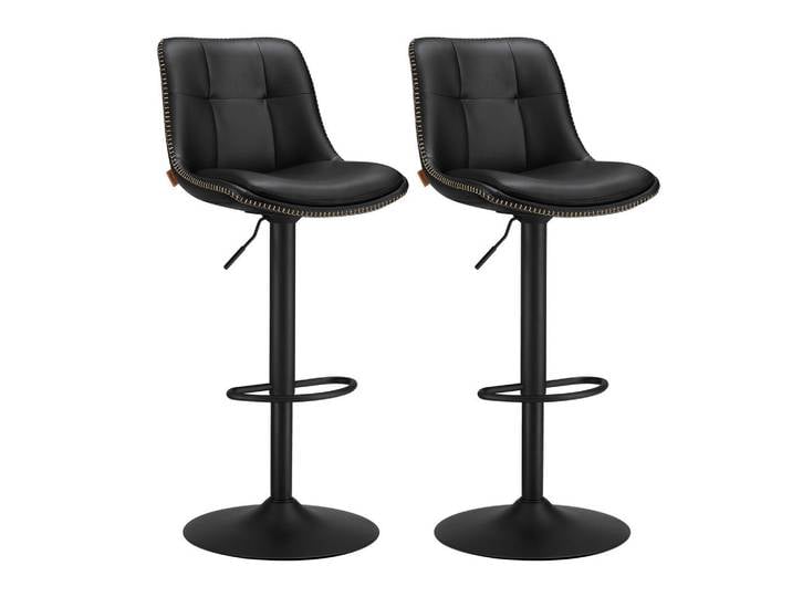 Mid.you Barhocker-Set, Schwarz, Leder, Metall, Lederlook, Bodenplatte, Säule, 42.9x93.1x48.1 cm, Esszimmer, Barmöbel, Barhocker