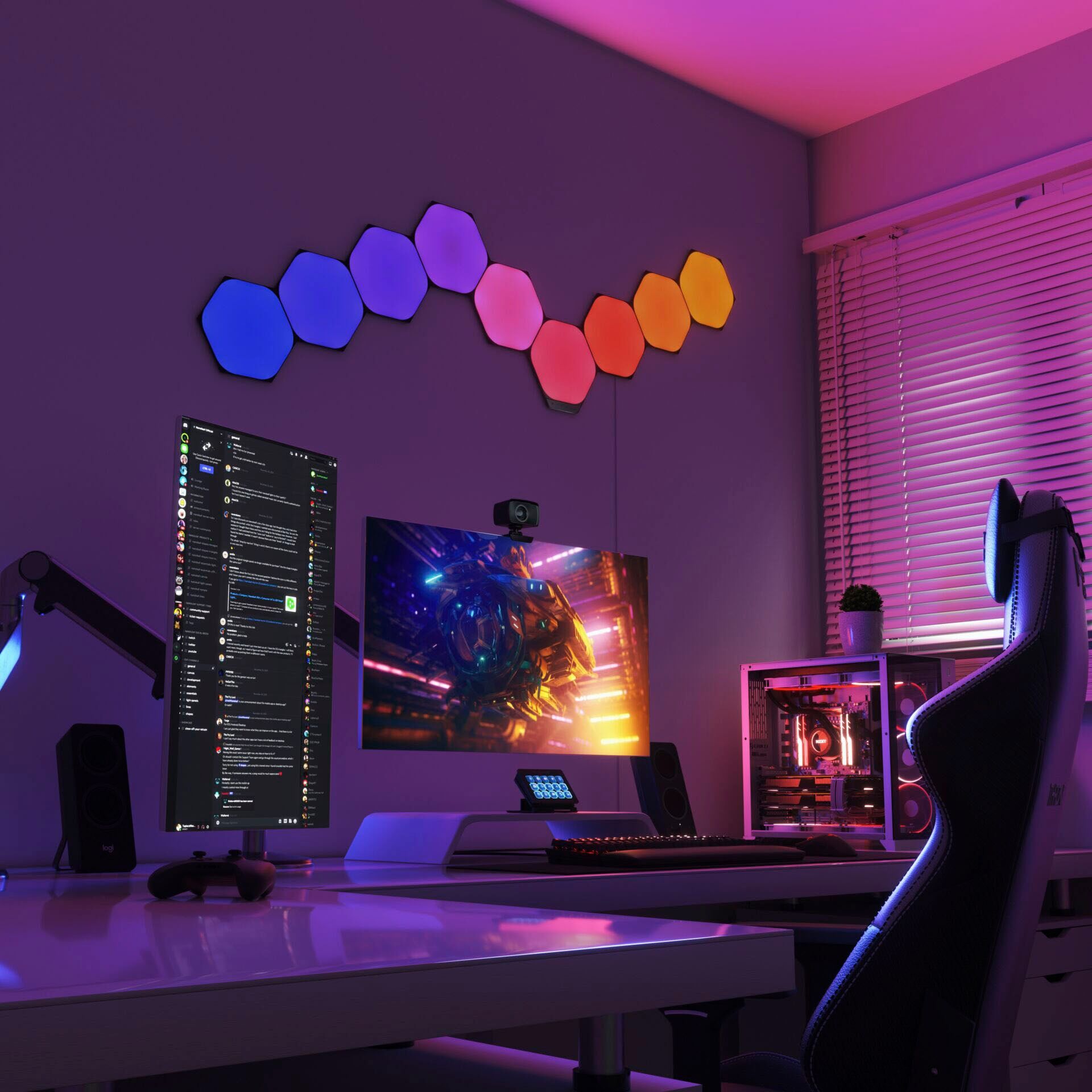 NANOLEAF LED Dekolicht "Nanoleaf Shapes Ultra Black Hexagons Starter Kit - 9PK", Energieeffizienz: G (A-G), schwarz, 9 Stk., Leuchten, Starter Kit - 9 PK, Modulares Stecksystem, Smarte Technologie