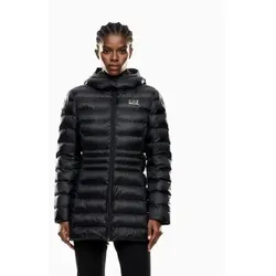 EA7 für Damen. 7W000685_AF12475 Schwarzer gesteppter Nylon-Kapuzenmantel mit wattierter Kapuze (3XL), Lässig, Polyamid