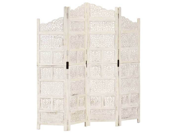 vidaXL 4tlg. Raumteiler Handgeschnitzt Weiß 160×165cm Mango Massivholz