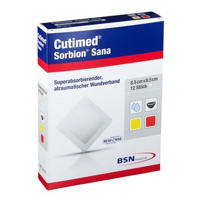 Cutimed Sorbion Sana Wundauflage 8,5x8,5 cm 12 St Pflaster