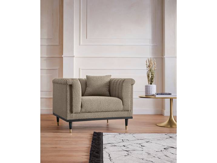 Cocktailsessel HOME AFFAIRE Chamby New Sessel , beige, B:100cm H:71,5cm T:85cm, Bouclé (100% Polyester), Sessel, Cocktailsessel, im Bouclé-Strukturbezug mit Steppung im Lehnenbereich