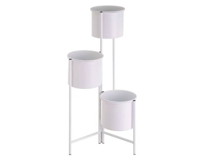 Support pot plante triple articulé métal blanc 38x19x65cm