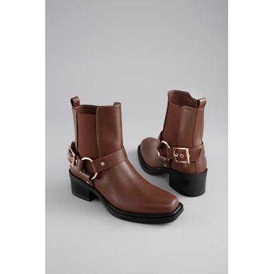Westernstiefelette ANISTON SHOES, Damen, Gr. 39, Textil, braun (dunkelbraun), Lederimitat, Schuhe, Cowboyboots, Blockabsatz, in schmaler Form