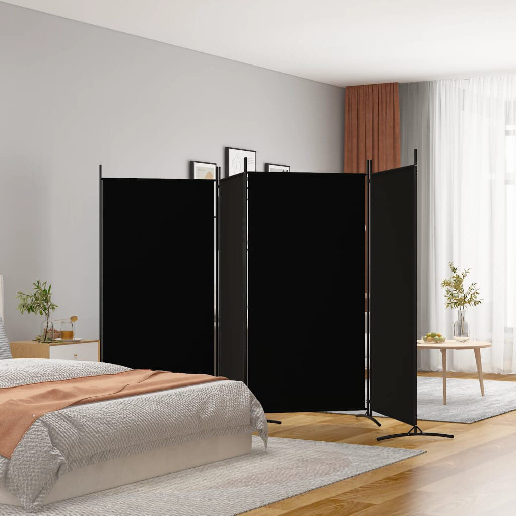 VEVOR 346cm W x 52cm H 4 - Panel Folding Room Divider Black 52cm H X 346cm W