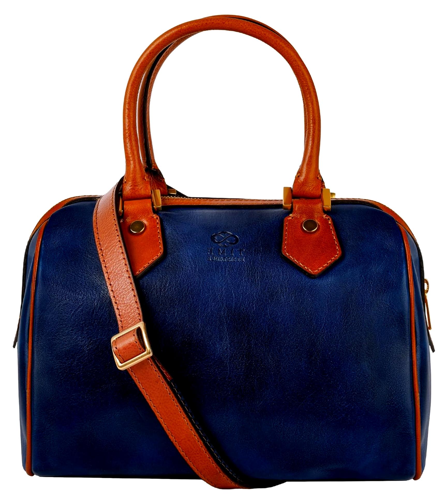 Kleine Handtasche Damen - Schultertasche aus Leder - Tragetasche - Italy - Portemonnaie - Tasche für Damen - Blau