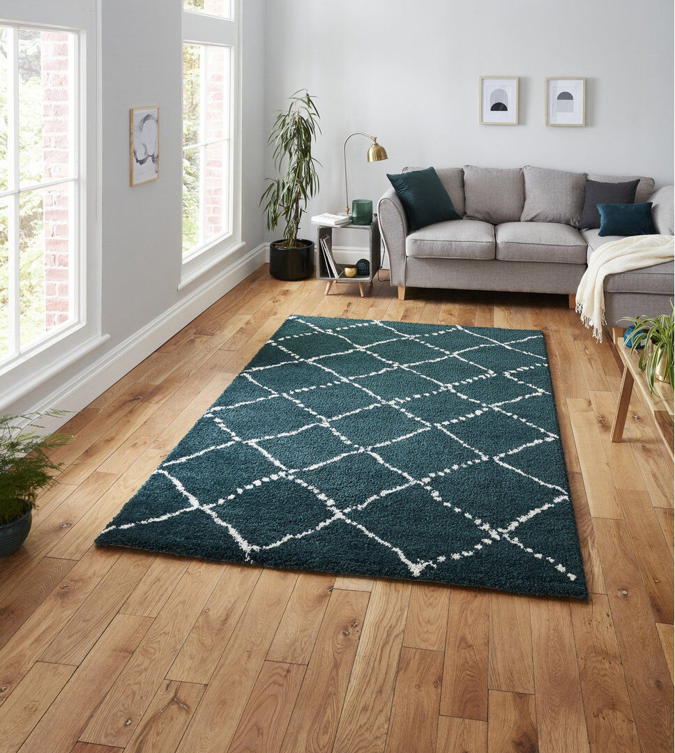 Gracie Oaks Penncross area rug Machine Woven Rectangle Green Dark Green Rectangle 160 x 230cm