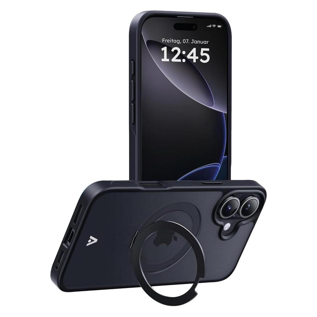 Alkaya Lucid 360 FlexStand Case mit Magsafe für iPhone 16 schwarz (Apple iPhone 16) (CS-20226)